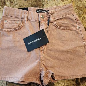 PrettyLittleThing Rust Organic Mom Denim Shorts